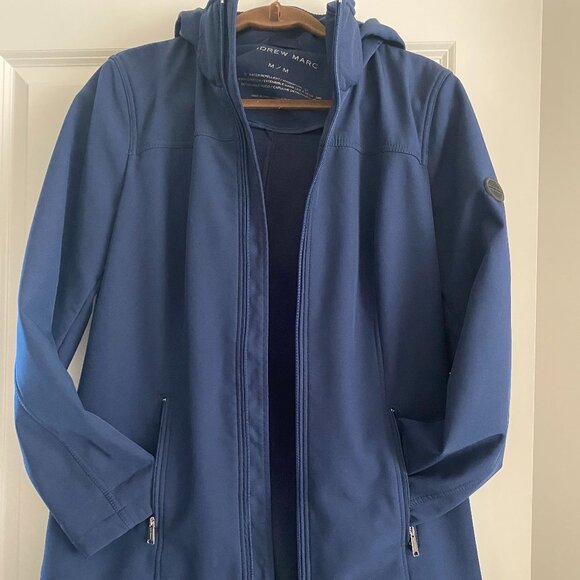 ANDREW MARC WOMEN MEN WATER REPELLENT NAVY BLUE HOODED WARM JACKET SIZE M - Picture 4 of 7